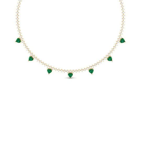 Green Heart Charm Necklace for Women, Dainty CZ Drop Choker, Handmade Romantic Gift Jewelry, Layering Necklace for Her