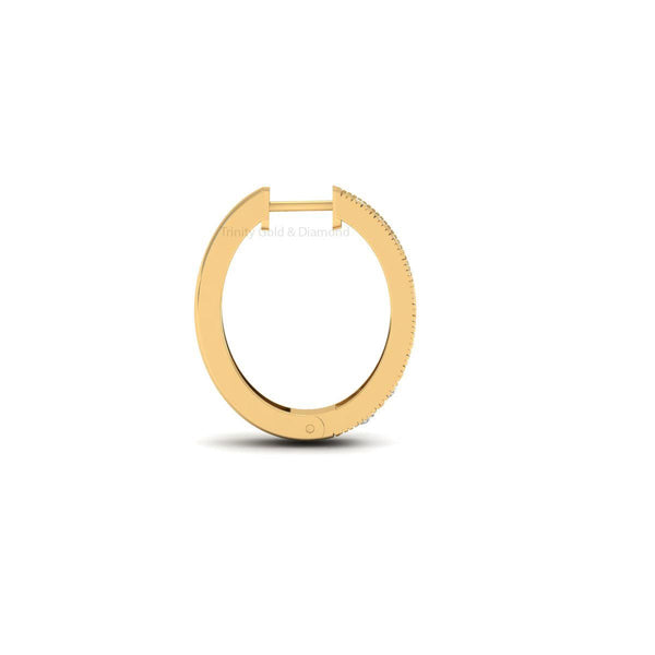 Milgrain Gold Hoop Earrings for Women, Vintage Style Moissanite Huggie Hoops, Handmade Gift Jewelry, Classic Statement Earrings