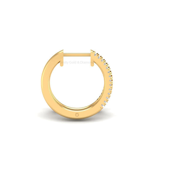 V Shape Gold Hoop Earrings for Women, Double Row Moissanite Huggie Hoops, Handmade Modern Jewelry Gift, Geometric Sparkle Earrings