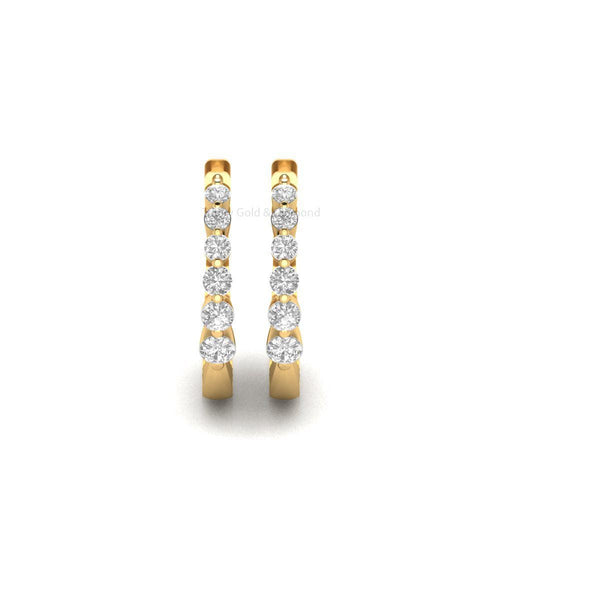 Dainty Huggie Hoop Earrings for Women, Gold Mini Moissanite Hoops, Handmade Everyday Sparkle Gift, Stacking Earrings for Her