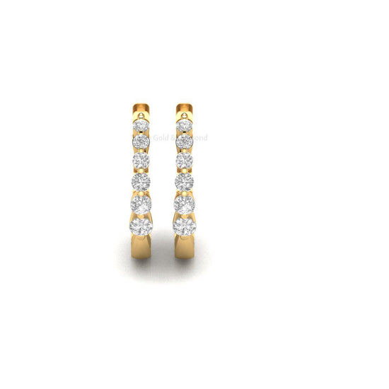 Dainty Huggie Hoop Earrings for Women, Gold Mini Moissanite Hoops, Handmade Everyday Sparkle Gift, Stacking Earrings for Her