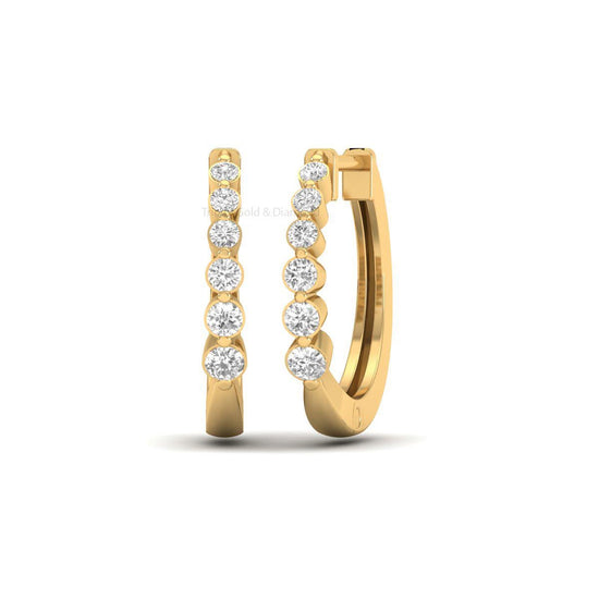 Dainty Huggie Hoop Earrings for Women, Gold Mini Moissanite Hoops, Handmade Everyday Sparkle Gift, Stacking Earrings for Her