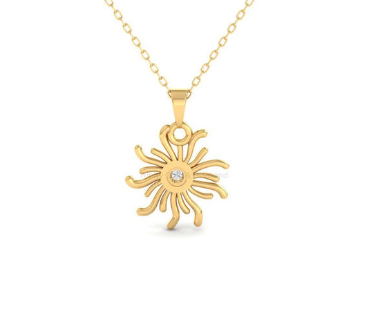 Sunburst Pendant Charm for Women, Radiant Dainty Necklace Charm, Handmade Gold Jewelry Gift, Minimalist Sunshine Pendant