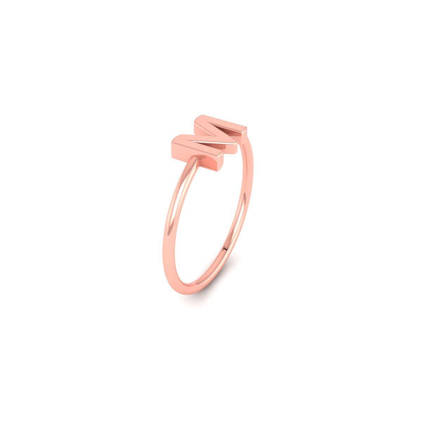 Personalized M Initial Ring in 14KT Gold Over Sterling Silver | Dainty Alphabet Letter Ring | Custom Stackable Name Ring for Her