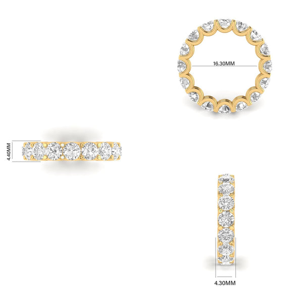 Moissanite Eternity Wedding Band in 14KT Yellow Gold Over Sterling Silver | Full Round Cut Diamond Band Ring for Women