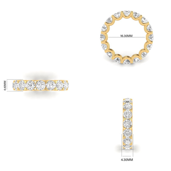 Moissanite Eternity Wedding Band in 14KT Yellow Gold Over Sterling Silver | Full Round Cut Diamond Band Ring for Women