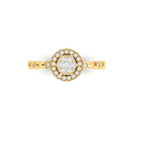 Vintage Halo Moissanite Engagement Ring in 14KT Gold Over Sterling Silver | Round Cluster Bridal Ring | Antique Proposal Ring for Her