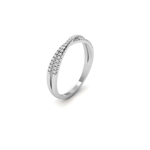 Moissanite Criss-Cross Wedding Band in 14KT Gold Over Sterling Silver | Dainty Double Row Crossover Ring | Stacking Ring for Her