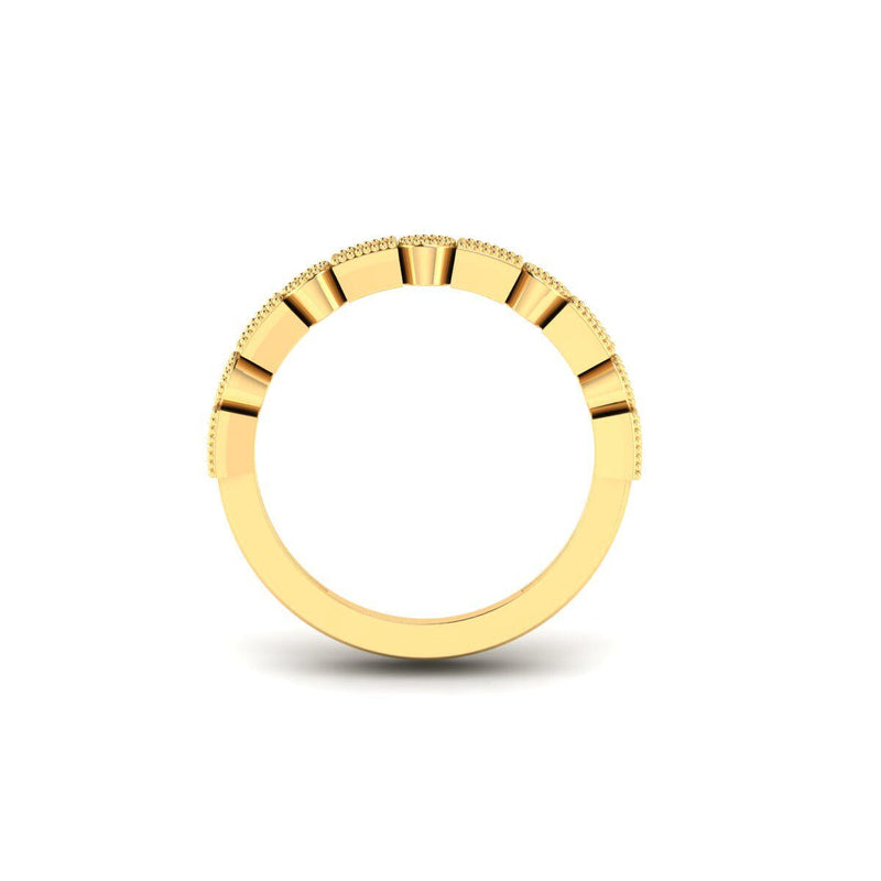 Art Deco Moissanite Band Ring in 14KT Gold Over Sterling Silver | Baguette & Round Cut Eternity Stackable Ring for Women