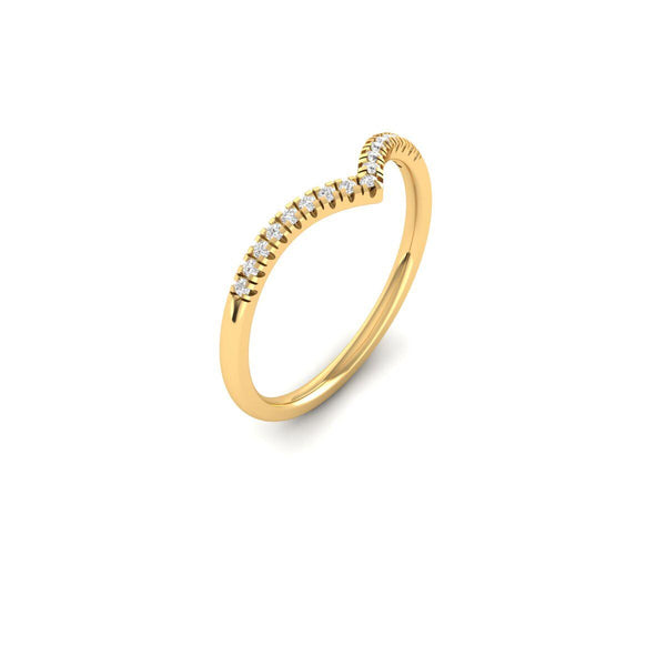 Chevron Moissanite Wedding Band in 14KT Gold Over Sterling Silver | Dainty V Shape Ring | Stacking Ring for Women Bridal Jewelry