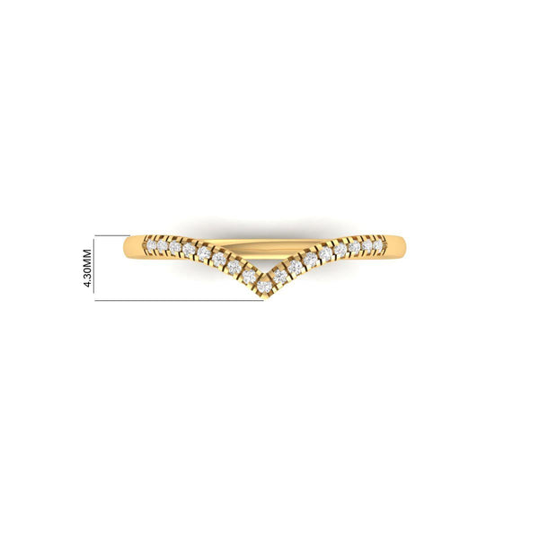Chevron Moissanite Wedding Band in 14KT Gold Over Sterling Silver | Dainty V Shape Ring | Stacking Ring for Women Bridal Jewelry