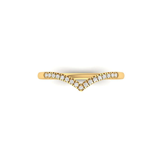 Chevron Moissanite Wedding Band in 14KT Gold Over Sterling Silver | Dainty V Shape Ring | Stacking Ring for Women Bridal Jewelry