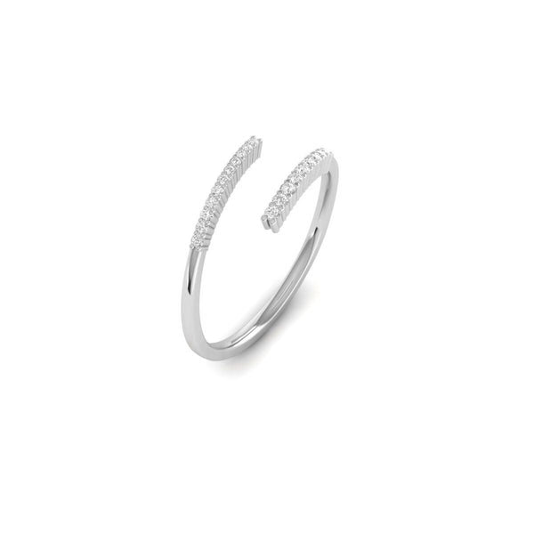 Open Bypass Moissanite Ring in 14KT Gold Over Sterling Silver | Dainty Wrap Adjustable Band | Minimalist Gift Ring for Her