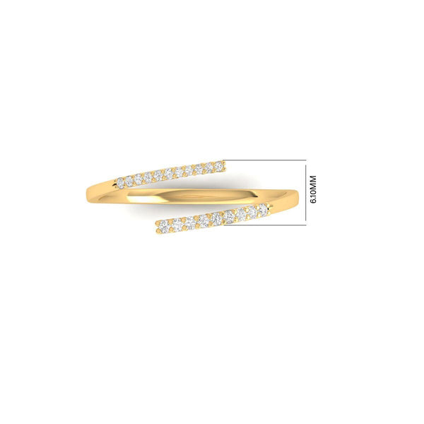 Open Bypass Moissanite Ring in 14KT Gold Over Sterling Silver | Dainty Wrap Adjustable Band | Minimalist Gift Ring for Her