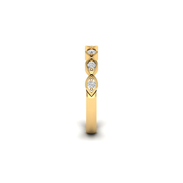 Moissanite Marquise Design Band in 14KT Gold Over Sterling Silver | Dainty Eternity Stackable Ring | Vintage Wedding Band for Her