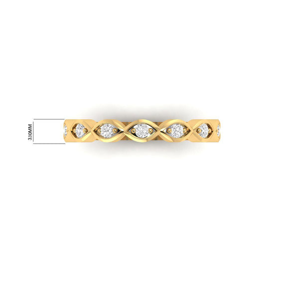 Moissanite Marquise Design Band in 14KT Gold Over Sterling Silver | Dainty Eternity Stackable Ring | Vintage Wedding Band for Her