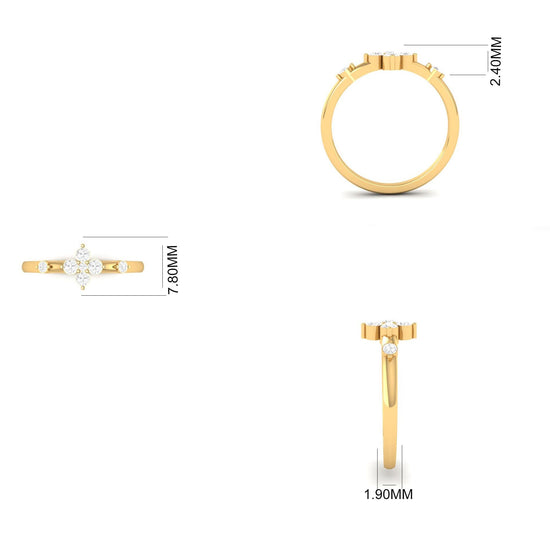 Floral Moissanite Cluster Ring in 14KT Gold Over Sterling Silver | Dainty Flower Promise Ring | Unique Gold Gift Ring for Her