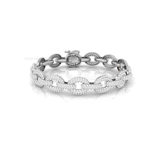 Pave Link Chain Bracelet for Men And Women • Rose Gold Statement Bracelet • Iced Out Luxury Jewelry • Handmade Gift • Bold Sparkle Bangle