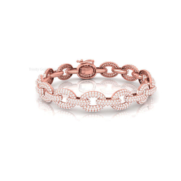 Pave Link Chain Bracelet for Men And Women • Rose Gold Statement Bracelet • Iced Out Luxury Jewelry • Handmade Gift • Bold Sparkle Bangle