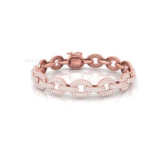 Pave Link Chain Bracelet for Men And Women • Rose Gold Statement Bracelet • Iced Out Luxury Jewelry • Handmade Gift • Bold Sparkle Bangle