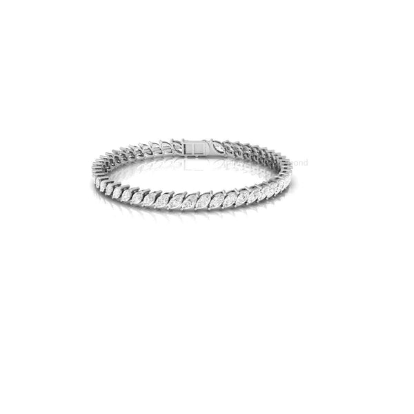Marquise Diamond Leaf Tennis Bracelet • Gold Dainty Elegant Bracelet for Women • Handmade Luxury Jewelry • Gift for Her Anniversary