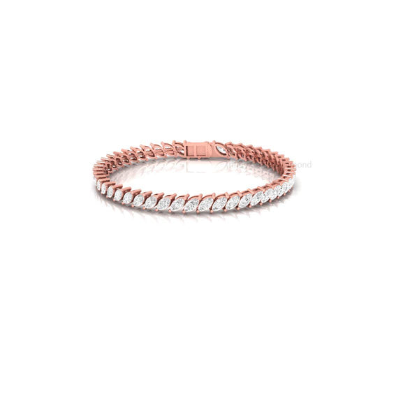 Marquise Diamond Leaf Tennis Bracelet • Gold Dainty Elegant Bracelet for Women • Handmade Luxury Jewelry • Gift for Her Anniversary