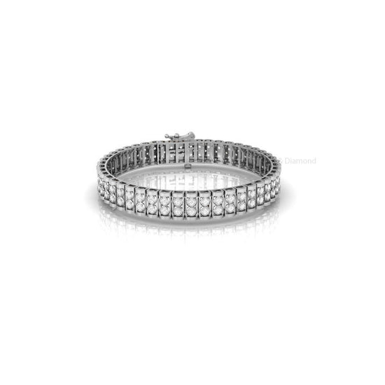 Double Row Moissanite Diamond Bracelet • Statement Cuff for Women • Handmade Modern Jewelry • Perfect Gift Iced Out Bold Gift for Her •