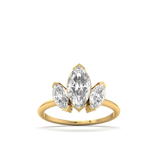 Three-Stone Marquise Anniversary Ring, Marquise Cut Diamond Ring, Dainty Bridal Ring, Handmade Ring, Minimalist Ring, Gift for Her