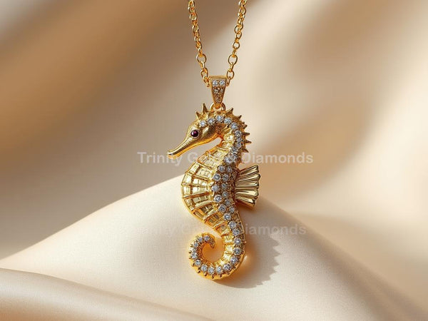 Seahorse Pendant Necklace • Ocean Inspired Animal Jewelry • Sea Creature Necklace Gift for Her • Nautical Jewelry for Women