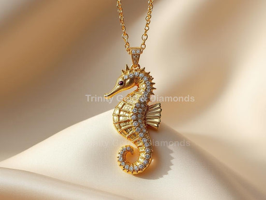 Seahorse Pendant Necklace • Ocean Inspired Animal Jewelry • Sea Creature Necklace Gift for Her • Nautical Jewelry for Women