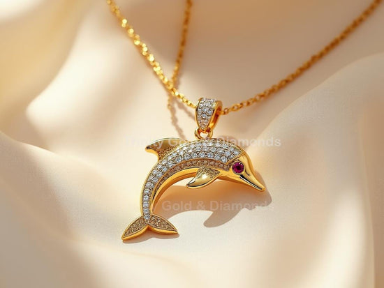 Dolphin Charm Pendant Necklace • Elegant Sea Animal Jewelry • Ocean-Inspired Gift for Her • Nautical Summer Jewelry • Coastal Style