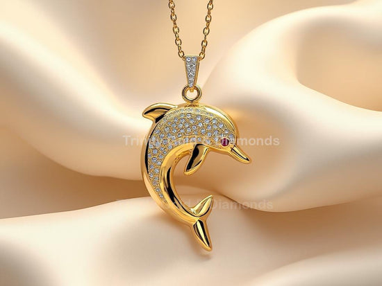 Dolphin Pendant Necklace • High Polish Sea Animal Charm • Ocean-Inspired Jewelry for Women • Summer Coastal Gift • Nautical Pendant