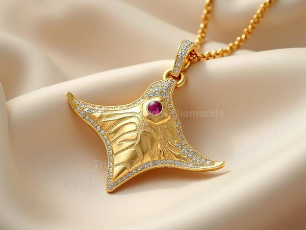 Stingray Pendant Necklace • Sculpted Ocean Animal Jewelry • Sea Life Gift for Her • Nautical Pendant • Coastal Summer Accessory
