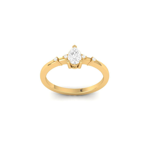 Pear Cut Diamond Solitaire Ring, Dainty Teardrop Promise Ring for Her, Handmade Elegant Gift Jewelry, Anniversary Engagement Ring