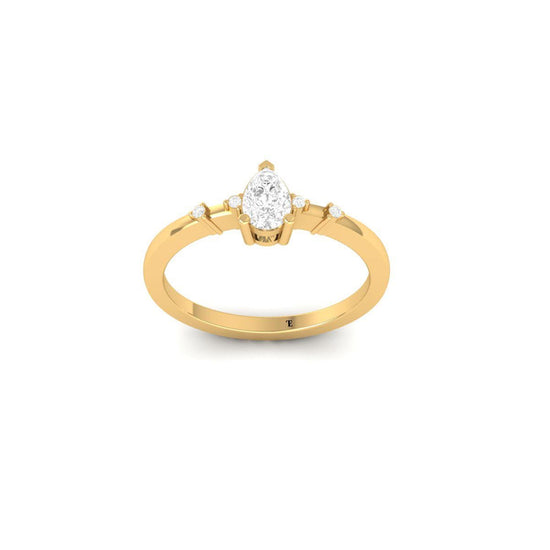 Pear Cut Diamond Solitaire Ring, Dainty Teardrop Promise Ring for Her, Handmade Elegant Gift Jewelry, Anniversary Engagement Ring