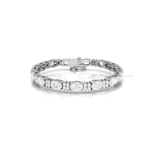 Oval Diamond Tennis Bracelet for Women • Rose Gold Statement Bracelet • Elegant Bridal Jewelry • Sparkling Gift for Her