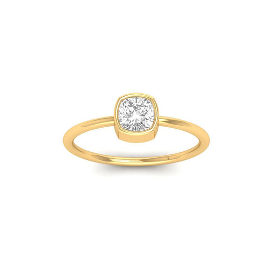 Minimalist Bezel Solitaire Ring • Cushion Set Dainty Engagement Ring • Lab Grown Solitaire Engagement Ring for Women • Perfect Gift for Her