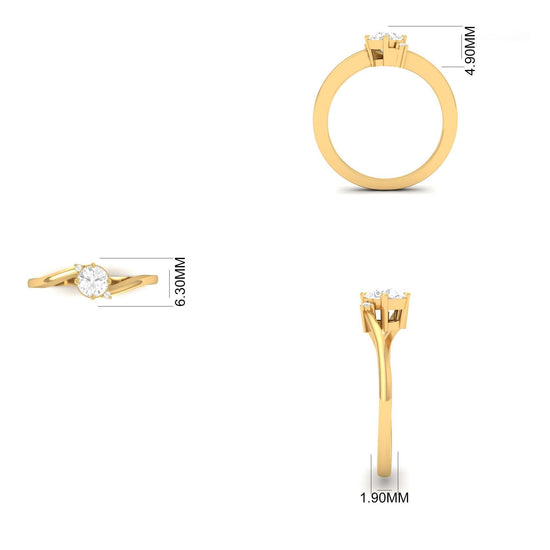 Bypass Solitaire Engagement Ring • Round Cut Twisted Lab Grown Promise Ring • Elegant Minimalist Gift for Her • Dainty Ring for Women