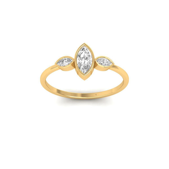 Marquise Trio Bezel Ring • Dainty Three Stone Engagement Ring • Elegant Minimalist Ring for Her • Unique Promise Gift Jewelry