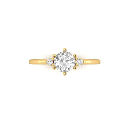 Three Stone Round Cut Ring • Dainty Decorative Prong Engagement Ring • Elegant Promise Ring for Her • Minimal Bridal Gift Jewelry