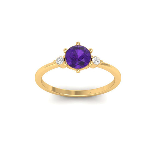 Amethyst Three Stone Ring • February Birthstone Ring • Dainty Purple Gemstone Promise Ring • Elegant Gift for Her • Minimal Jewelry