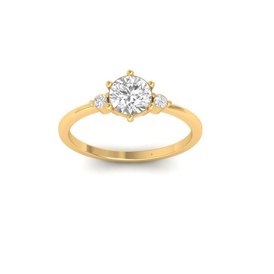 Three Stone Round Cut Ring • Dainty Decorative Prong Engagement Ring • Elegant Promise Ring for Her • Minimal Bridal Gift Jewelry