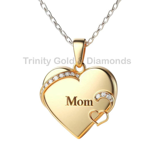 Gold Heart Pendant for Mom with Double Heart Accent – Elegant Mother’s Day Gift Necklace