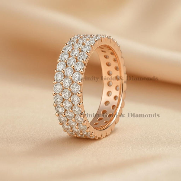 Three Row Diamond Eternity Band • Sparkling Lab Grown Diamonds Full Eternity Anniversary Band • Gift for Her