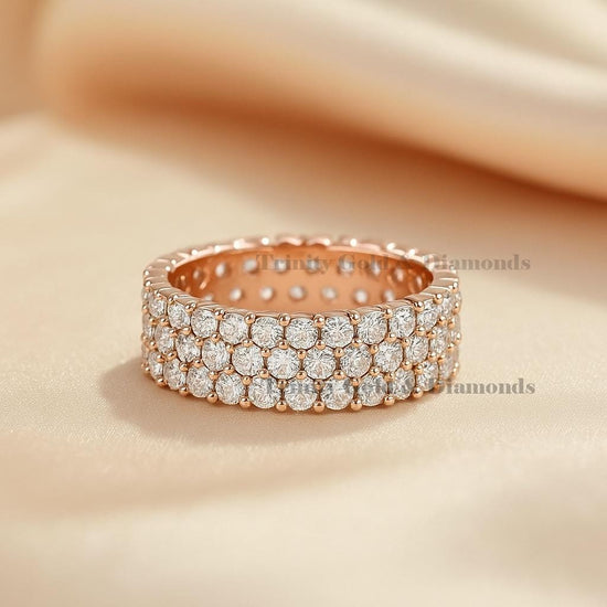 Three Row Diamond Eternity Band • Sparkling Lab Grown Diamonds Full Eternity Anniversary Band • Gift for Her