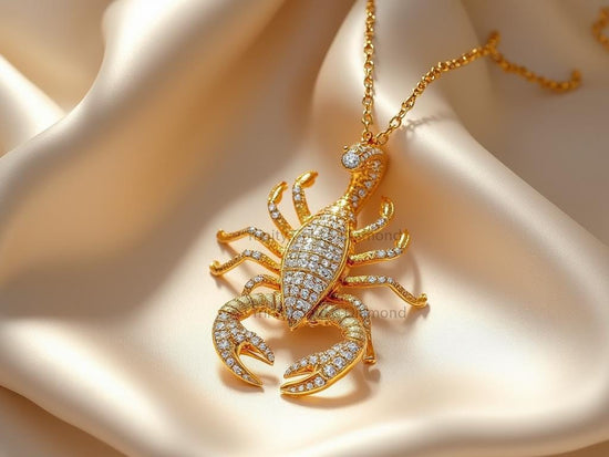 Slim Zodiac Scorpio Pendant Necklace • Statement Style • Sea Scorpio Pendant Necklace Perfect Gift Lab Grown Or Moissanite Diamonds