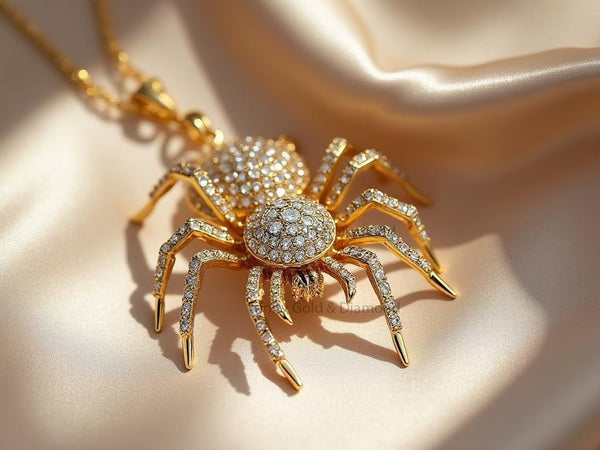 Spider Pendant Necklace • Iced Out Hip Hop Bug Jewelry • Statement Necklace • Unique Necklace Perfect Gift Lab Grown Or Moissanite Diamonds