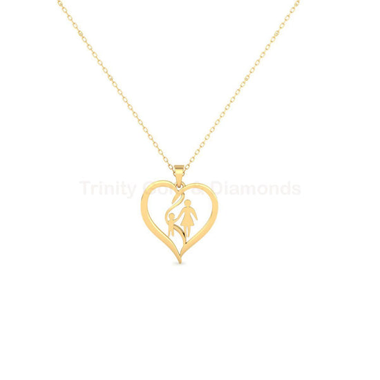 Mom and Child Heart Necklace, Rose Gold Over 925 Silver, Handmade Mother Pendant, Sentimental Gift, Mother&