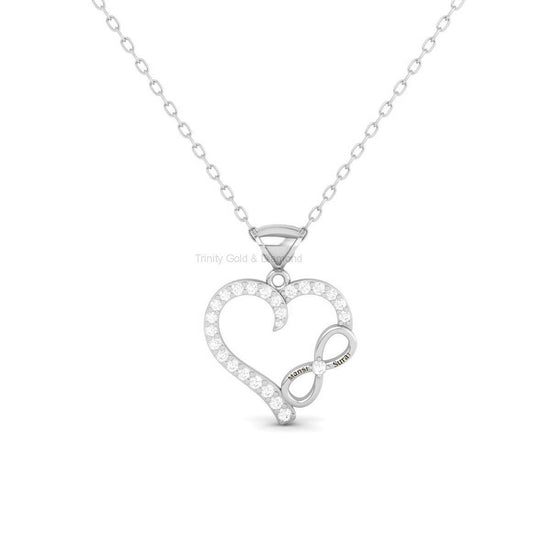 Personalized Infinity Heart Necklace, 18K Gold Over Sterling Silver, Custom Name Pendant, Diamond Accent Gift for Women, Handmade Jewelry
