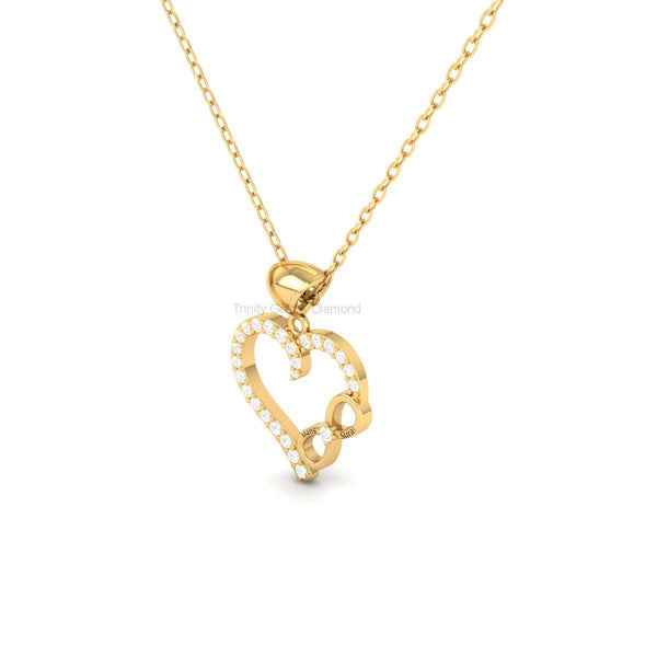 Personalized Infinity Heart Necklace, 18K Gold Over Sterling Silver, Custom Name Pendant, Diamond Accent Gift for Women, Handmade Jewelry